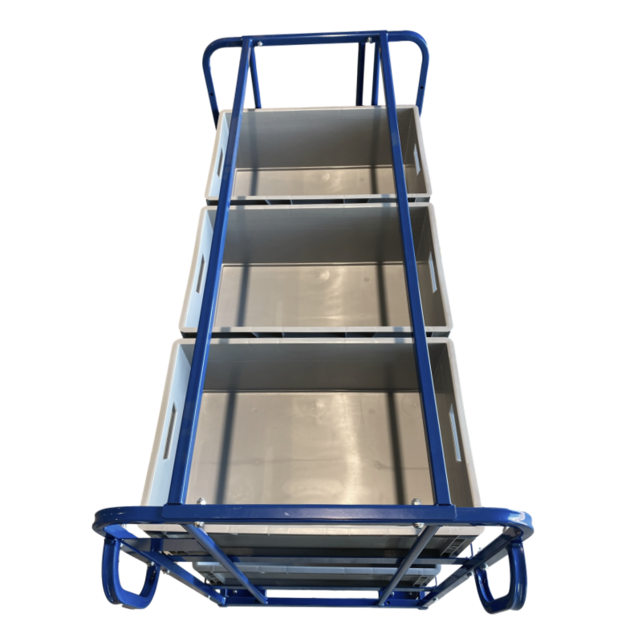 Kommissionierwagen mit 3 Böden 1300 x 650 x 1225 mm – Rollcontainer und Lagerwagen
