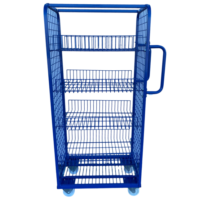 Etagenwagen Rollcontainer mit Griffen und Gitterböden – 700 x 400 x 1565 mm, 200 kg Traglast