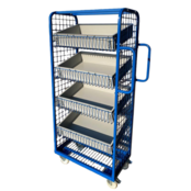 Etagenwagen Rollcontainer mit Griffen und Gitterböden – 700 x 400 x 1565 mm, 200 kg Traglast