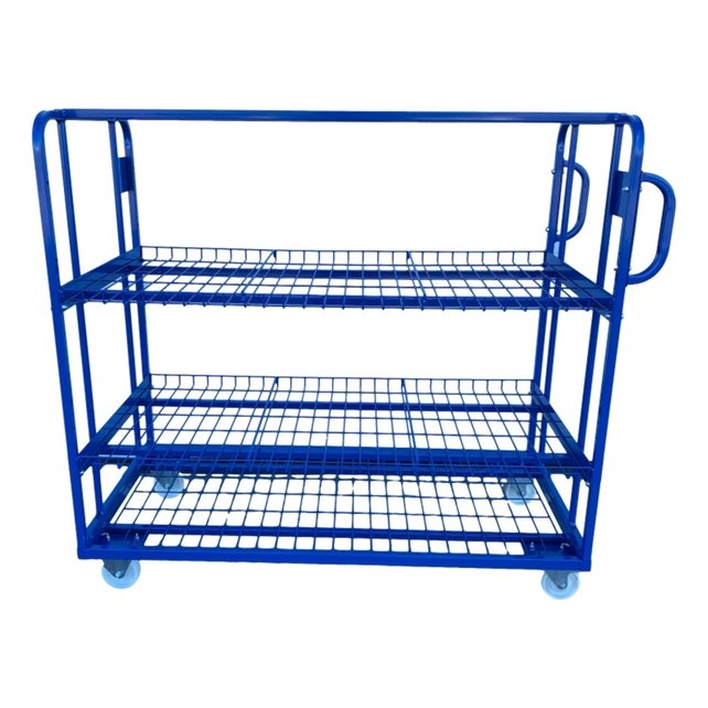 Kommissionierwagen mit 3 Böden 1300 x 650 x 1225 mm – Rollcontainer und Lagerwagen