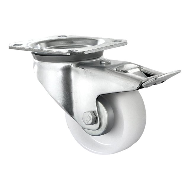Lenkrolle mit Bremse Polypropyleen Nylon weiß 80 mm Durchmesser 80 kg draagcapaciteit