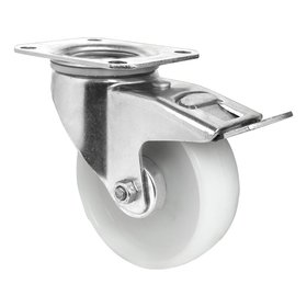 Swivel wheel with brake 160mm 250kg Nylon Polypropylene white