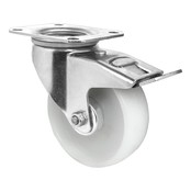 Swivel wheel with brake Polypropylene white 200 mm diameter 250 kg load capacity Swivel wheel with brake Polypropylene white 200 mm diameter 250 kg load capacity