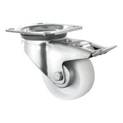 Lenkrolle mit Bremse polyamide a Nylon weiß 80 mm Durchmesser 130 kg draagcapaciteit