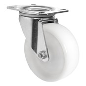 Roulette pivotante polypropylène blanc 125 mm diamètre 150 kg capacité de charge Roulette pivotante polypropylène blanc 125 mm diamètre 150 kg capacité de charge