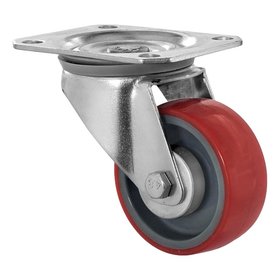 Zwenkwiel 80mm 130kg PU rood