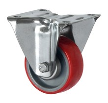 Fixed wheel PU  red 80 mm diameter 130 kg load capacity