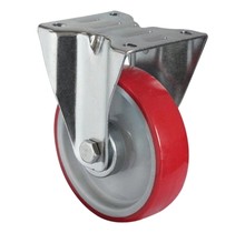 Fixed wheel PU  red 100 mm diameter 150 kg load capacity