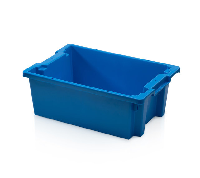 Plastic Stacking Crate 60x40x22cm  Blue Nestable