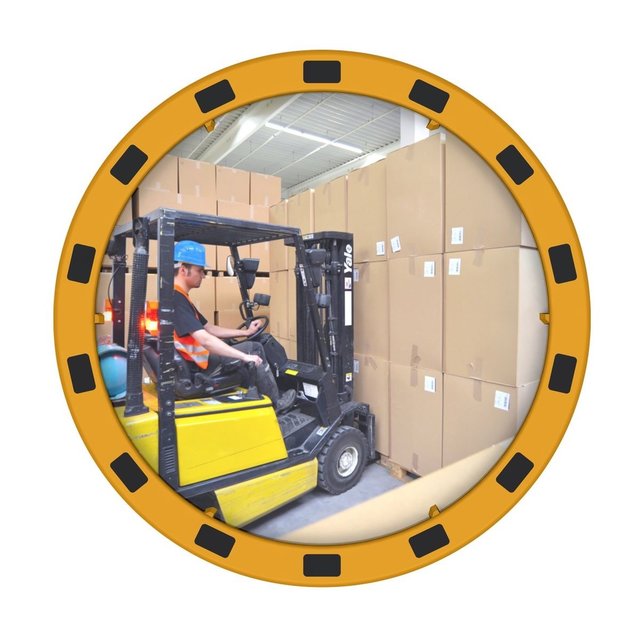 EUvex Industrieel Spiegel rund/Rechthoek Pro schwarz / gelb frame