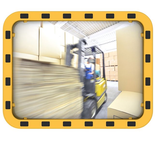 EUvex Industrieel Spiegel rund/Rechthoek Pro schwarz / gelb frame