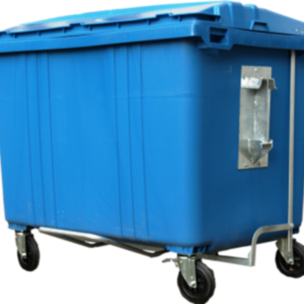 SalesBridges 4 wheeled collection waste bin 1700L Black H.D.P.E