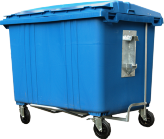 4 wheeled collection waste bin 1700L Black H.D.P.E. 4 wheeled collection waste bin 1700L Black H.D.P.E.