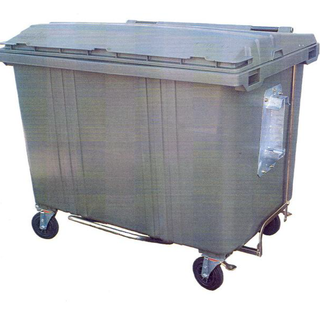 4 wheeled collection waste bin 1700L Green H.D.P.E.