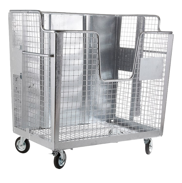 SalesBridges Waste wire mesh container 2000L galvanized on wheels for cardboard, papers