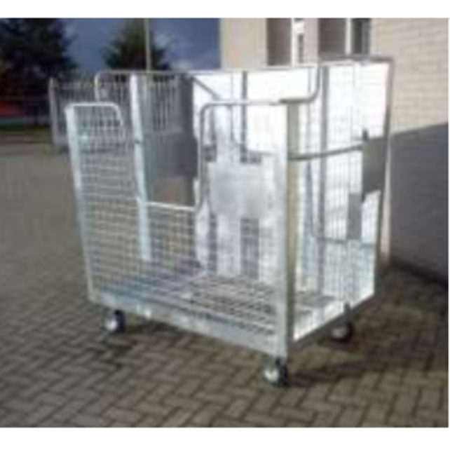 Afval Gitterbehälter 2000L gegalvaniseerd auf wielen mit Geesink opname für karton, papier