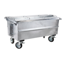 Steel waste container 500L galvanized on wheels with cover