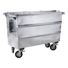 Abfallbehälter 750L Stahl Rollcontainer geesink opname mit Deckel