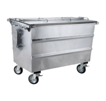 Abfallbehälter 1000L Stahl Rollcontainer geesink opname mit Deckel