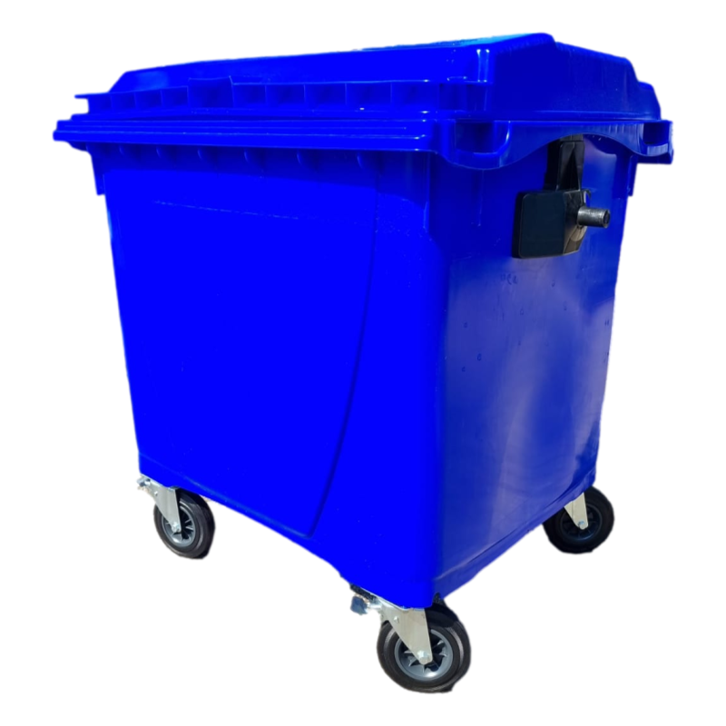 Conteneur de déchets poubelle 1100L Bleu.
