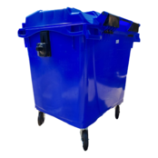 Afvalcontainer 660L Zwart op wielen Blauw DIN-opname Afvalcontainer 660L Zwart op wielen Blauw DIN-opname