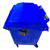 Afvalcontainer 660L Zwart op wielen Blauw DIN-opname Afvalcontainer 660L Zwart op wielen Blauw DIN-opname