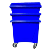 Afvalcontainer 660L Zwart op wielen Blauw DIN-opname Afvalcontainer 660L Zwart op wielen Blauw DIN-opname