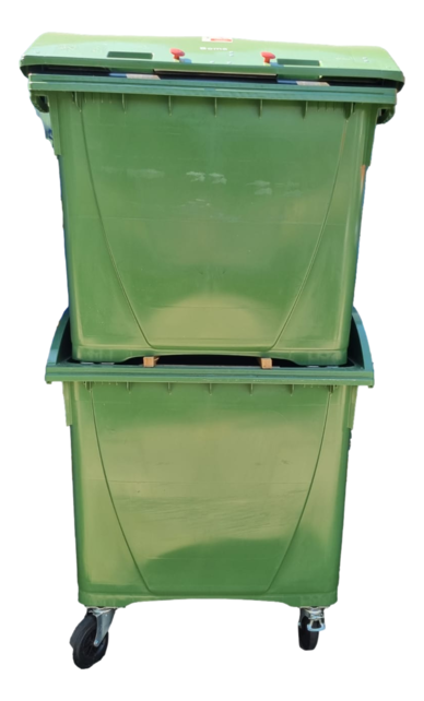 4 wheeled collection waste bin 1100L Green