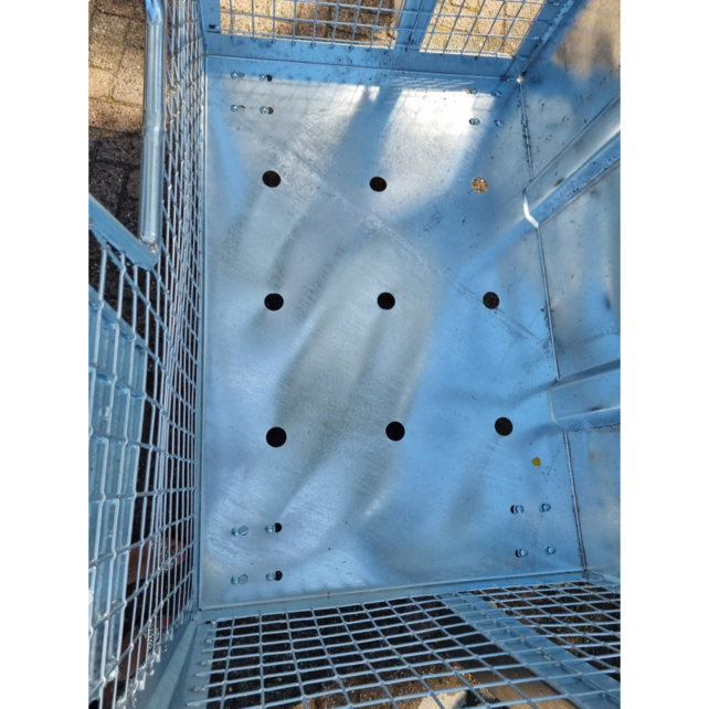 Conteneur à déchets grillagés 2000L galvanisé sur roues pour carton, papier, tissue Conteneur à déchets grillagés 2000L galvanisé sur roues pour carton, papier, tissue