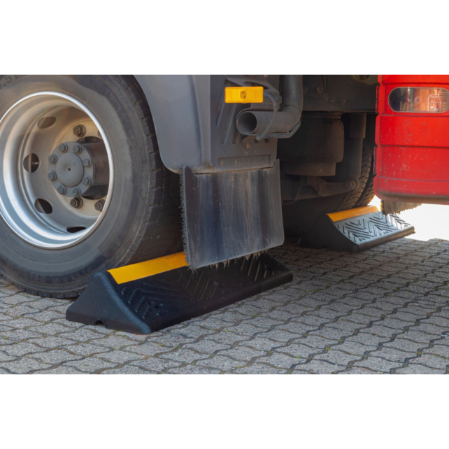 Heavy duty wheel stop from hard rubber Heavy duty wheel stop from hard rubber