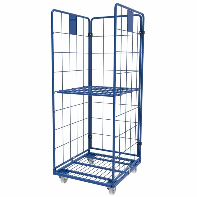 Rollcontainer 3 Seitenwände demonteerbaar 790x700x1800mm poedercoating blau