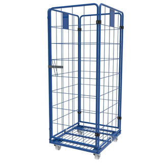 Roll container 4 sides powder coating blue 790x700x1800mm