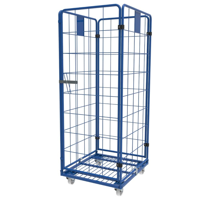 Rolcontainer 4 heks poedercoating blauw 790x700x1800mm