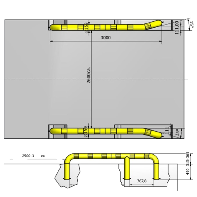 Guides de roue de camion 3000mm acier