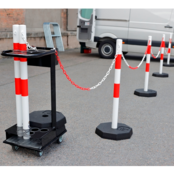 Poteaux de barrière lot de 6 avec chaîne de 25 m Robuste