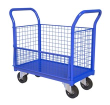 Trolley with mesh wall with folding window 80x60cm 300kg RAL5010