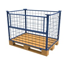 Stahl-Palettenaufsatzrahmen mit Klapptür – klappbar & stapelbar, H 800 mm, 1200 × 800 mm, RAL 5010, 1000 kg