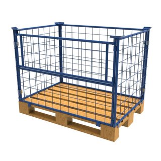 Stahl-Palettenaufsatzrahmen mit Klapptür – klappbar & stapelbar, H 800 mm, 1200 × 800 mm, RAL 5010, 1000 kg