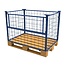 SalesBridges Stahl-Palettenaufsatzrahmen mit Klapptür – klappbar & stapelbar, H 800 mm, 1200 × 800 mm, RAL 5010, 1000 kg