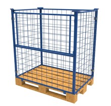 Stahl-Palettenaufsatzrahmen mit Klapptür – klappbar & stapelbar, H 1200 mm, 1200 × 800 mm, RAL 5010, 1000 kg