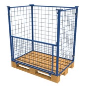 Stahl-Palettenaufsatzrahmen mit Klapptür – klappbar & stapelbar, H 1200 mm, 1200 × 800 mm, RAL 5010, 1000 kg