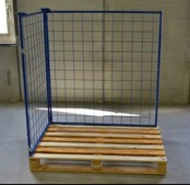 Stahl-Palettenaufsatzrahmen mit Klapptür – klappbar & stapelbar, H 800 mm, 1200 × 800 mm, RAL 5010, 1000 kg