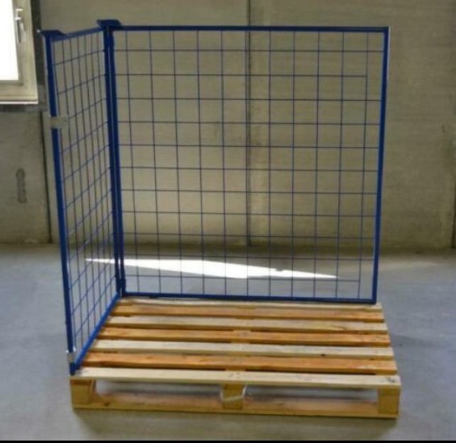 Stahl-Palettenaufsatzrahmen mit Klapptür – klappbar & stapelbar, H 800 mm, 1200 × 800 mm, RAL 5010, 1000 kg