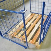 Stahl-Palettenaufsatzrahmen mit Klapptür – klappbar & stapelbar, H 1200 mm, 1200 × 800 mm, RAL 5010, 1000 kg