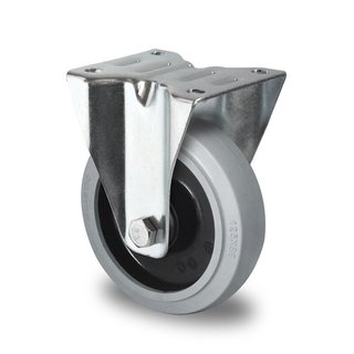 Roulette fixe 100mm 200kg Caoutchouc élastique gris Polyamide de haute qualité
