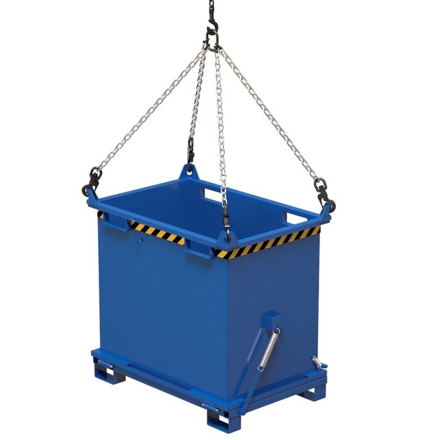 Chip Container 500L with Lifting Eyes Hinged Bottom Tipper Container for Forklift and Crane BB-model