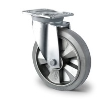 Roue pivotante Heavy Duty 160mm 400kg caoutchouc élastique gris