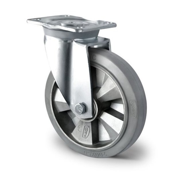 Roue pivotante Heavy Duty 160mm 400kg caoutchouc élastique gris Roue pivotante Heavy Duty 160mm 400kg caoutchouc élastique gris