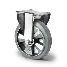 Fixed wheel Heavy Duty 125mm 300kg elastic rubber grey