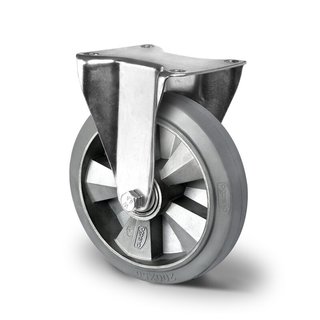 Fixed wheel Heavy Duty 125mm 300kg elastic rubber grey